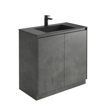 Odion Concrete Floor Standing Vanity Unit with Black Basin 900mm