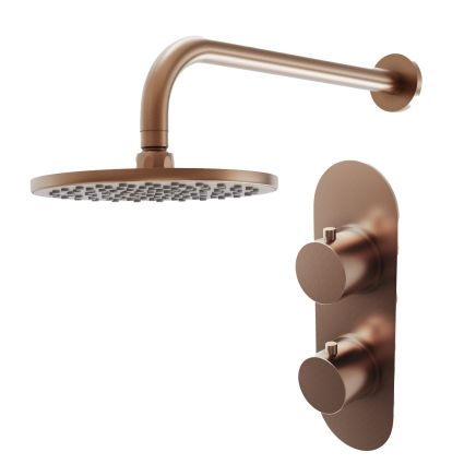 Elora Brushed Bronze Round Concealed Valve Shower Head & Arm Pack
