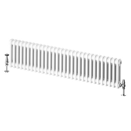 Upton White Double Horizontal Column Radiator - 300x1370mm