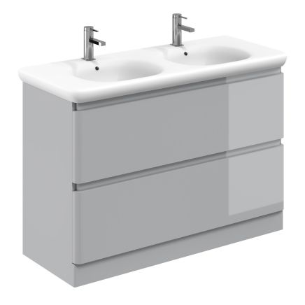 Neon Gloss Light Grey Floor Standing Vanity Unit with Lynx Resin Basin 1200mm