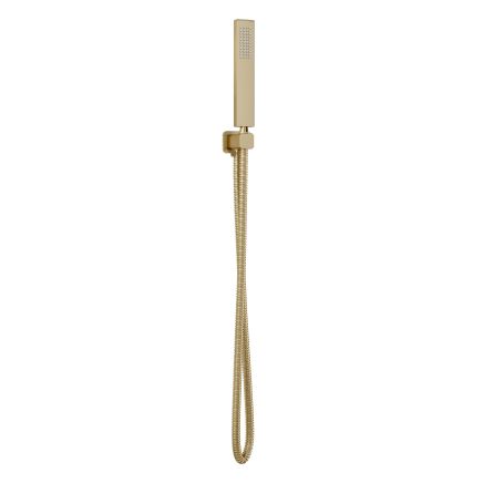 Liva Brushed Gold Square Shower Handset & Holder with Built-In Outlet