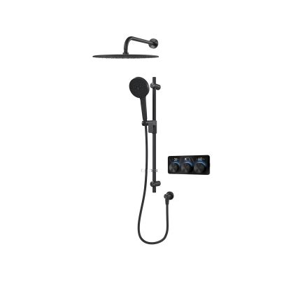 Aqualisa S3 Matt Black Smart Digital Shower Dual Outlet (Slide Rail Kit with Fixed Wall Head) HP/Combi