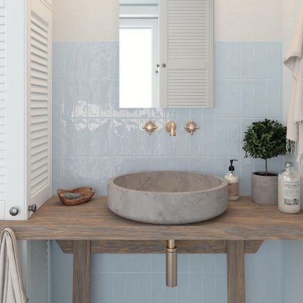 Borneo Sky Blue Gloss Brick Tile 65x200mm