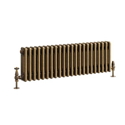 Clement Antique Brass Triple Horizontal Column Radiator - 300x1010mm