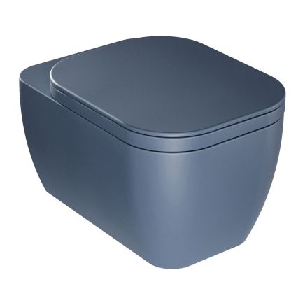 Micheli Matt Navy Rimless Wall Hung Toilet with Soft Close Seat