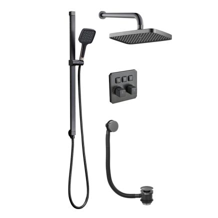 Flint Triple Outlet Concealed Valve Shower Pack - Gunmetal