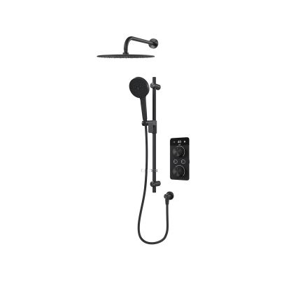 Aqualisa S2 Matt Black Smart Digital Shower Dual Outlet (Slide Rail Kit with Fixed Wall Head) HP/Combi