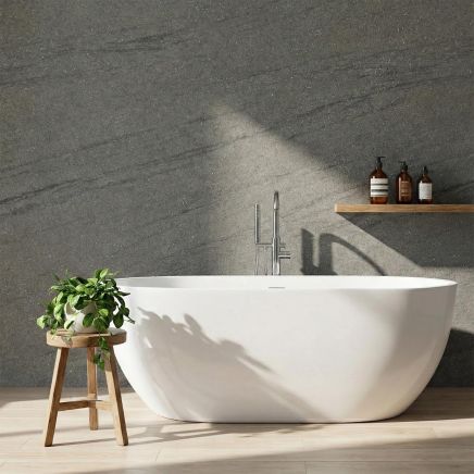 Bushboard Nuance Natural Grey Stone Tongue & Groove Waterproof Shower Wall Panel 1200mm