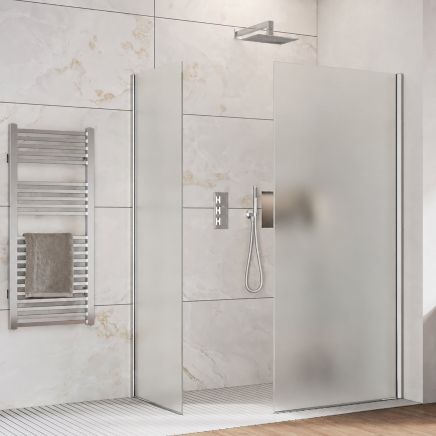 Oxford Chrome Frosted Glass Walk-In Wetroom Shower Screen