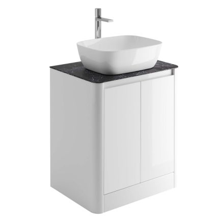 Callerton Gloss White Floor Standing Vanity Unit with Italian Slate Worktop 650mm