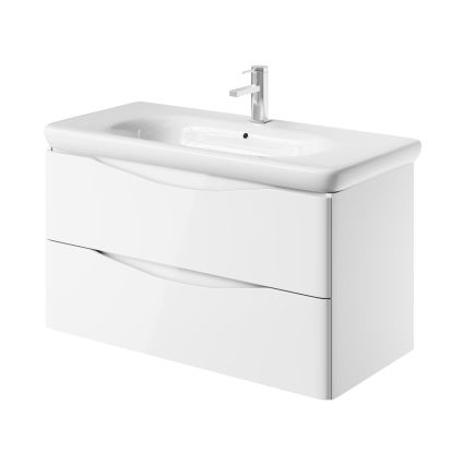 Erin Gloss White Wall Hung Vanity Unit with Link Resin Basin 900mm