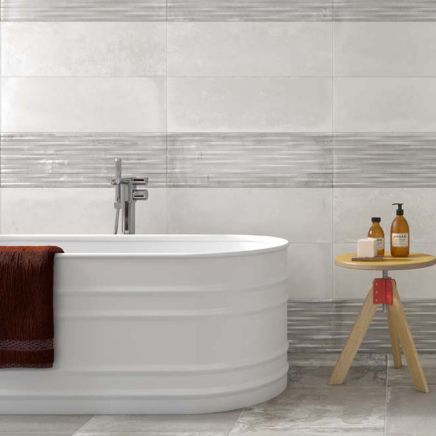 Fabrika White Cloud Plain Ceramic Tile 250x750mm