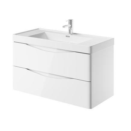 Erin Gloss White Wall Hung Vanity Unit with Resin Basin 900mm