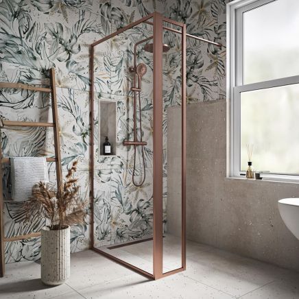 Amien Brushed Bronze Clear Glass Pivot Return Panel 300mm