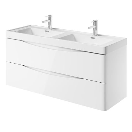 Erin Gloss White Wall Hung Vanity Unit with Resin Basin 1200mm