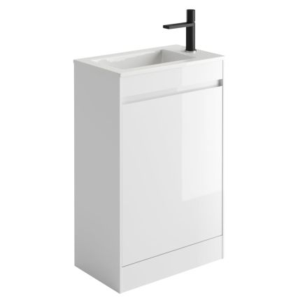 Odion Gloss White Floor Standing Cloakroom Vanity Unit with Resin Basin 545mm