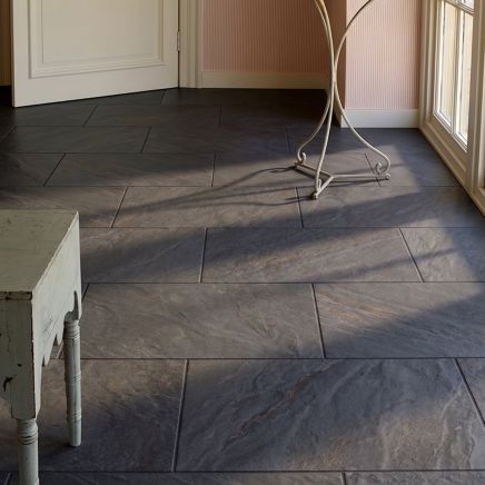 Angelo Black Stone Effect Porcelain Tile 298x598mm 209708-BOX roomset