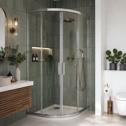 Fabio Chrome Twin Sliding Door Offset Quadrant Enclosure