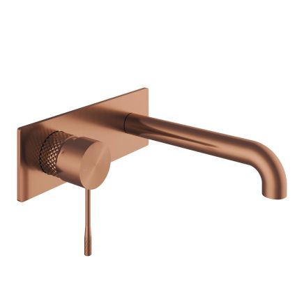 Moray Satin Bronze Knurled Wall Mounted Basin Tap