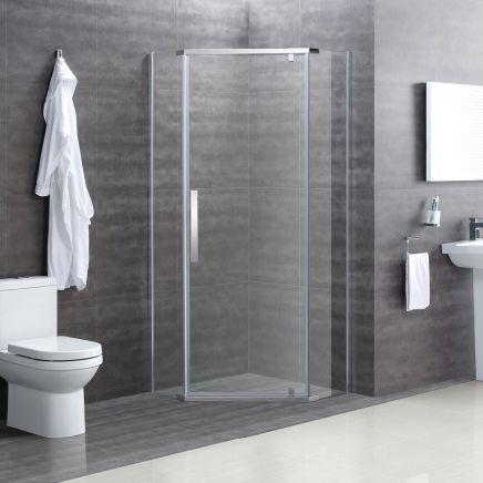 Penta Chrome Frameless Shower Enclosure 900x900mm