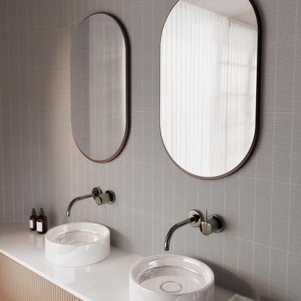 Viera Grey Ribbed Matt Ceramic Brick Tile - 75x300mm