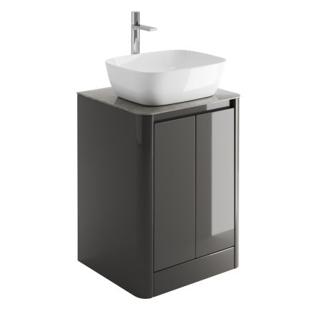 Callerton Titanium Grey Floor Standing Vanity Unit with Grey Marble Worktop 550mm