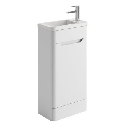 Ellis White Floor Standing Cloakroom Vanity Unit with Ceramic Basin 450mm