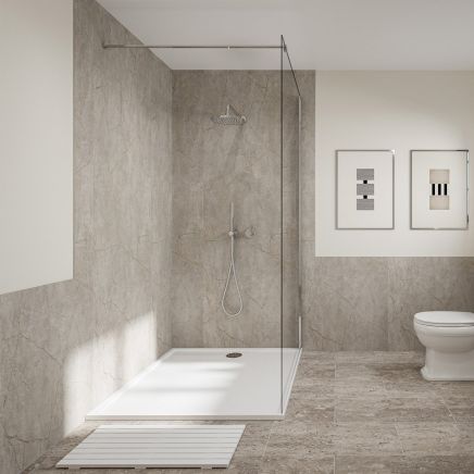 Vero Midas Stone Waterproof Postform & Tongue Edge Shower Wall Panel 2420x1200mm