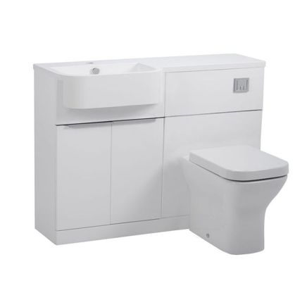 Tavistock Match Gloss White Left Hand Combination Vanity Basin & WC Unit 1000mm