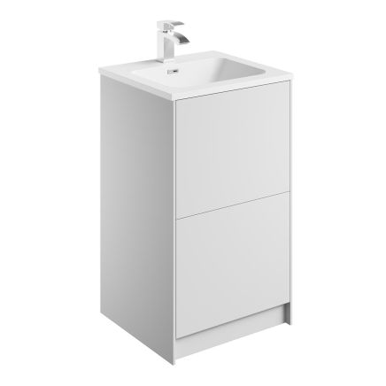 Bolero 500mm Floor Standing Vanity Unit with Ceramic Basin in Matt White
