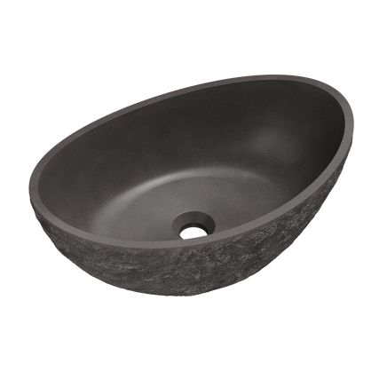 Brava Concrete Ark Basin 548mm x 348mm Raw Stone Texture Dark Grey