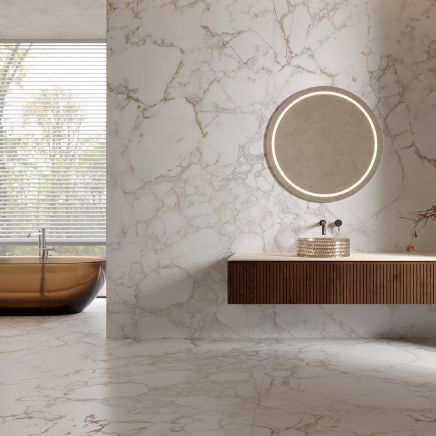 Luna Medina Matt White Marble Tile 600x1200mm