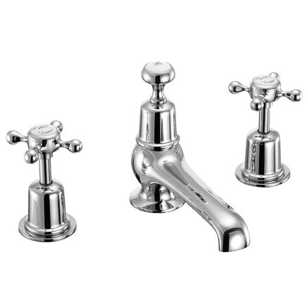 Burlington Claremont 3 Tap Hole Traditional Basin Tap with Pop-Up Waste