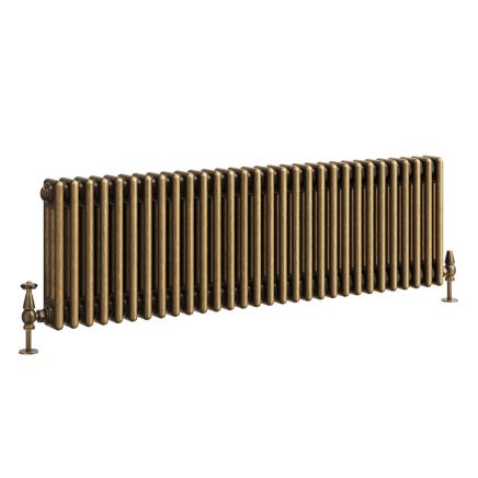 Clement Antique Brass Triple Horizontal Column Radiator - 400x1370mm