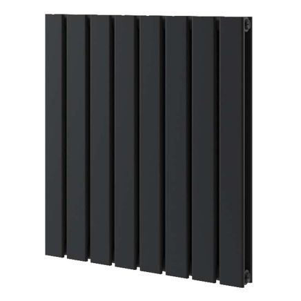 Perth Matt Black Double Vertical Flat Panel Radiator 600x544mm