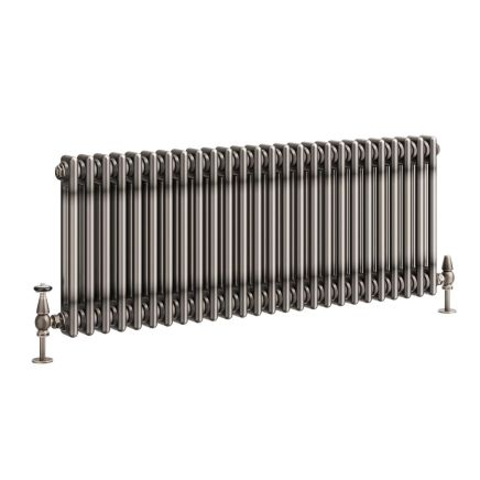 Clement Raw Metal Double Horizontal Column Radiator - 400x1190mm