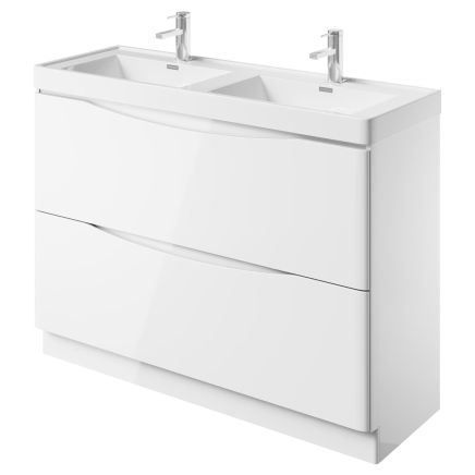 Erin Gloss White Floor Standing Vanity Unit with Resin Basin 1200mm