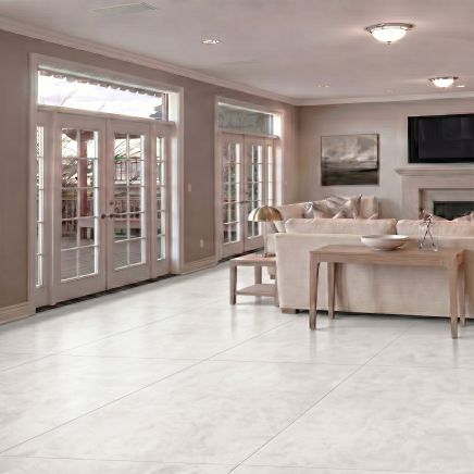 Zenia Perla White Concrete Porcelain Tile 600x1200mm roomset
