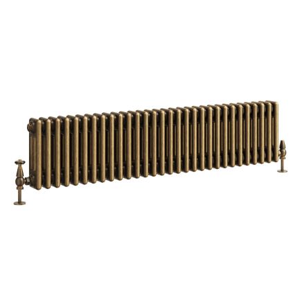 Clement Antique Brass Triple Horizontal Column Radiator - 300x1370mm