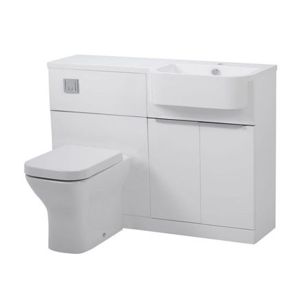 Tavistock Match Gloss White Right Hand Combination Vanity Basin & WC Unit 1200mm