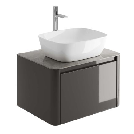 Callerton Titanium Grey Wall Hung Vanity Unit with Grey Marble Worktop 650mm