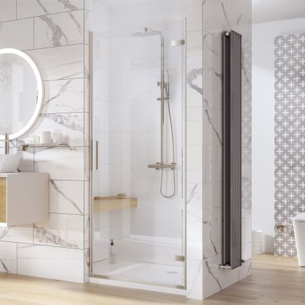 Lanka Brushed Nickel Hinged Shower Door