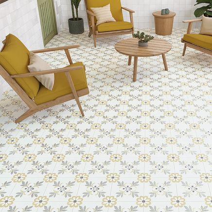 Lira Yellow Garden Matt Porcelain Tile - 223x223mm