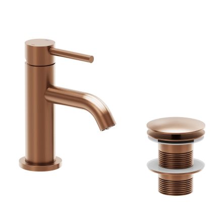 Elora Brushed Bronze Mini Basin Mixer Tap & Waste