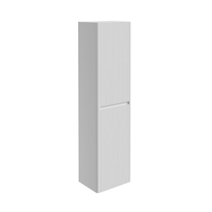 Liora Wall Hung Matt White Ribbed Tall Storage Unit