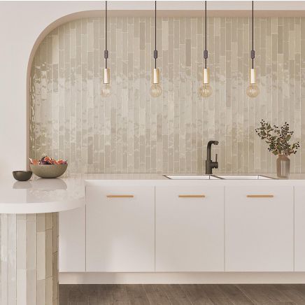 Domingo Beige Glossy Porcelain Brick Tile - 50x250mm