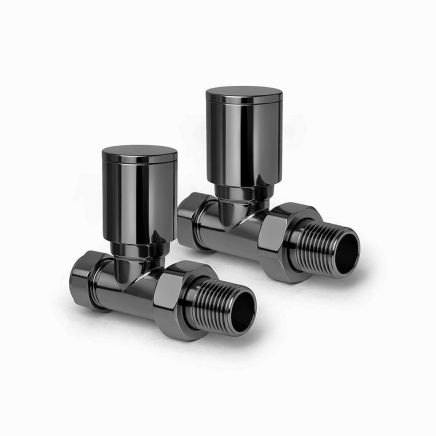 Round Gunmetal Straight Pair of Radiator Valves