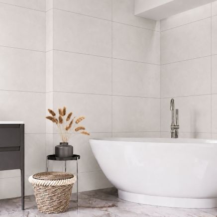 Zenia Perla White Concrete Porcelain Tile 600x1200mm