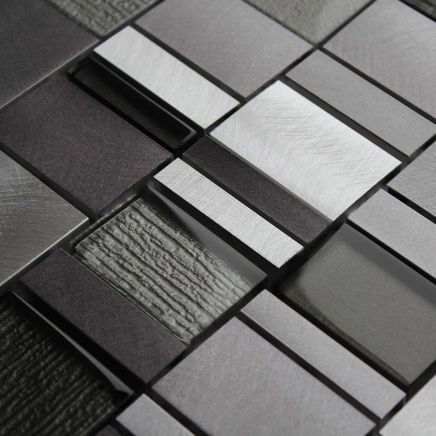 Mia Grey Glass & Metal Mix Mosaic 300x300mm
