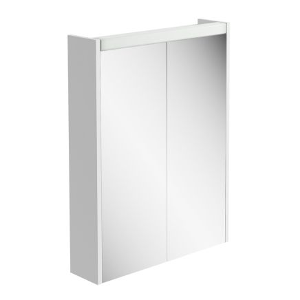 Bolero LED Mirrored Wall Cabinet Double Door Matt White - 550mm